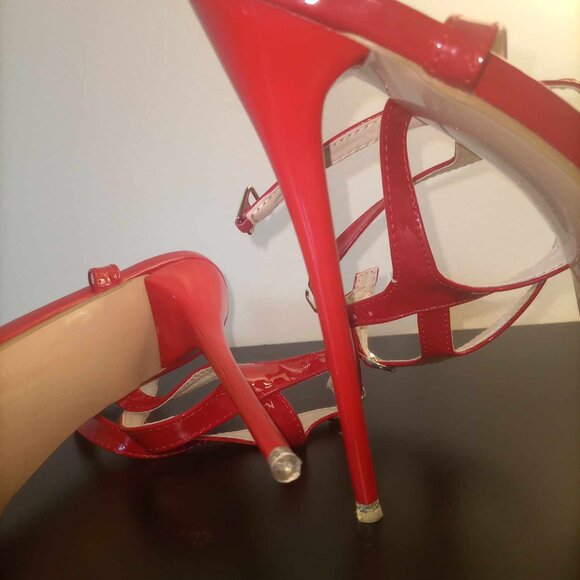 Niufuni Red Strappy Platform High Stiletto Heel - Picture 7 of 8